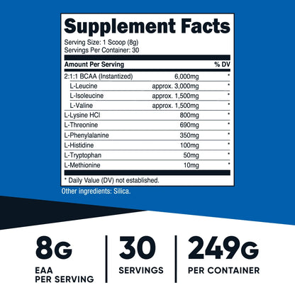 EAA Powder 30 Servings (Unflavored) - Essential Amino Acids Supplement