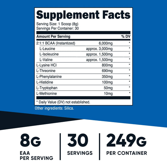 EAA Powder 30 Servings (Unflavored) - Essential Amino Acids Supplement