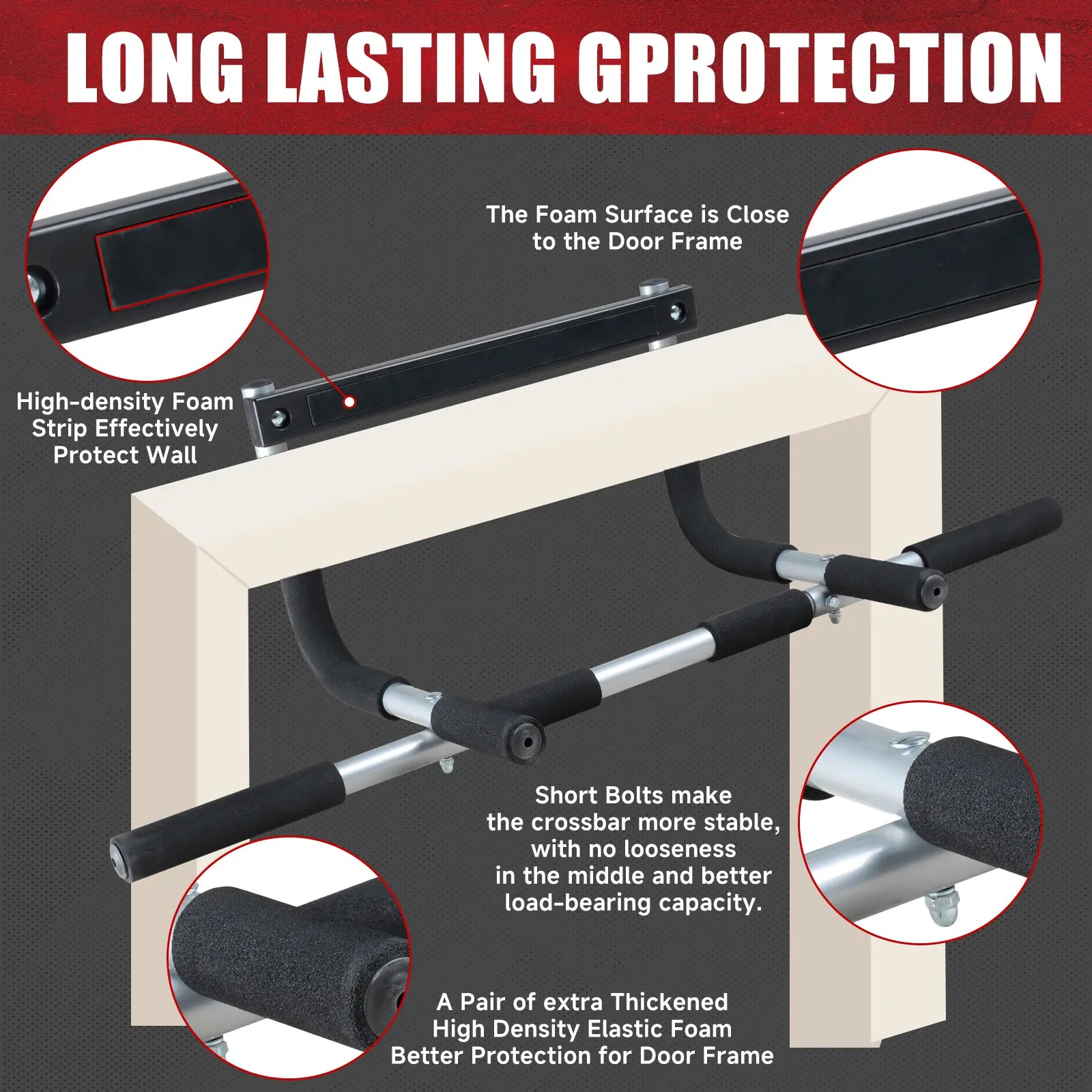 Pull-Up Bar for Door Frame Adjustable Portable Upper Body Fitness Workout for Home Gyms