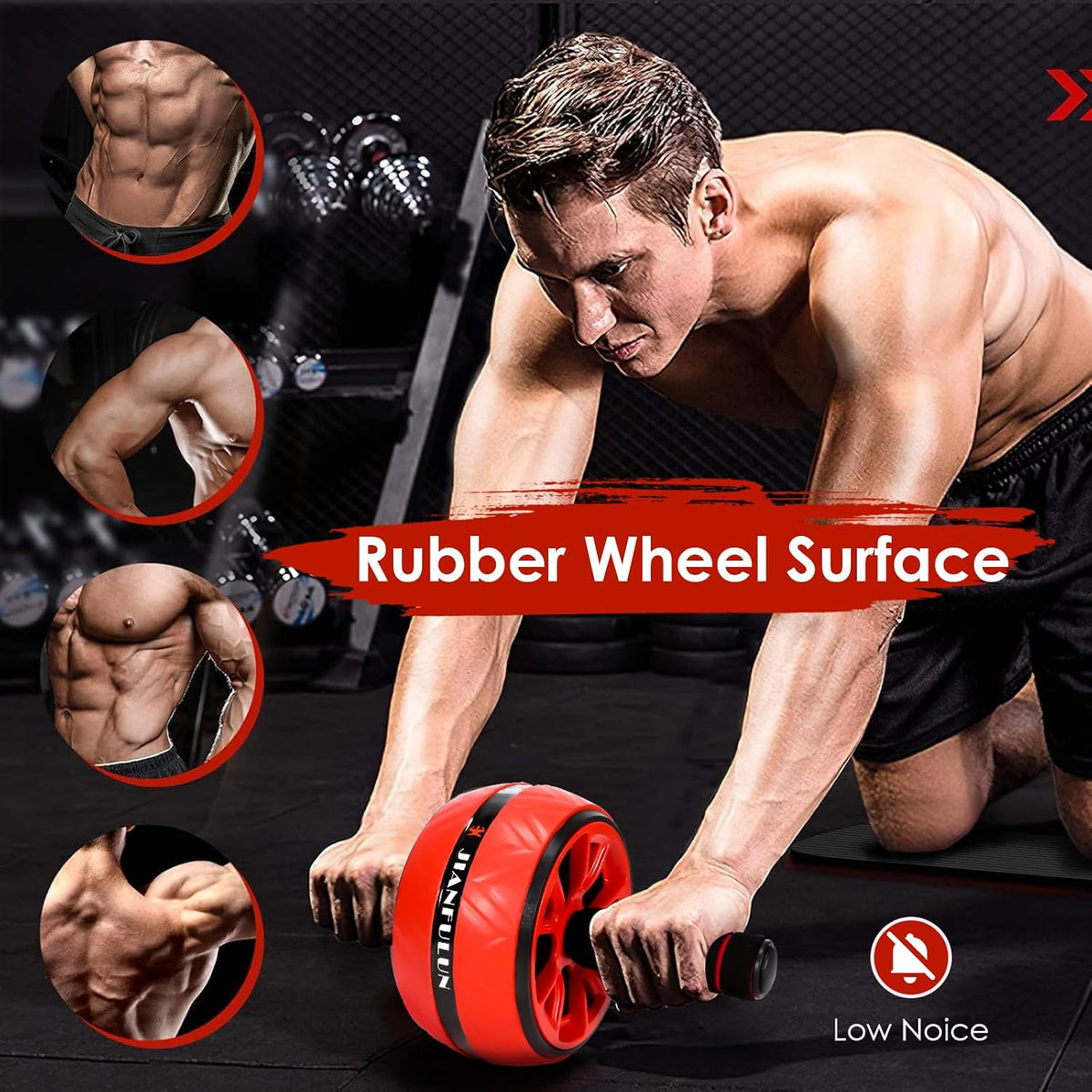 Ab Roller Wheel, Ab Workout Equipment for Abdominal & Core Strength Training, Home Gym Fitness Exercise Wheels for Women Men, with 2 Grip Strength Trainer & Knee Pad Accessories