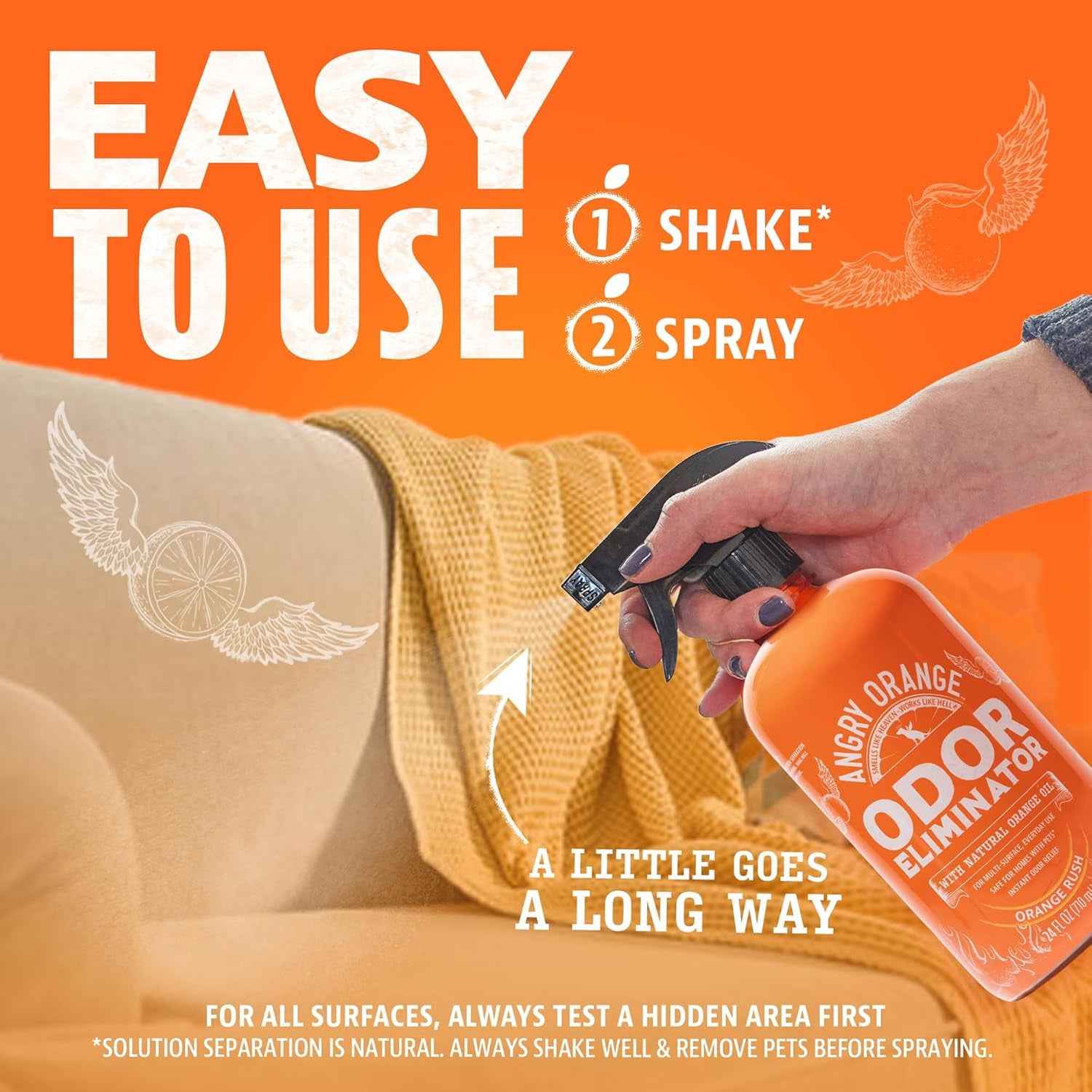 Pet Odor Eliminator for Dog and Cat Urine, Carpet Stains, and Strong Smells – NEW Orange Rush Scent – Citrus Cleaner with Natural Orange Oil – 24 Oz