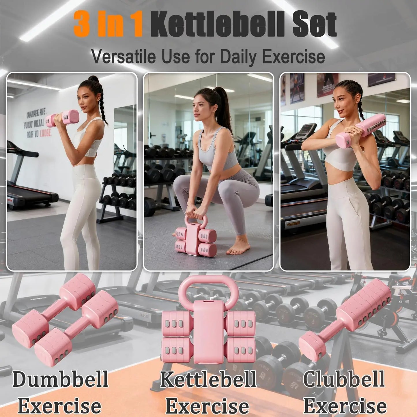 Adjustable Dumbbell Set of 2, 4 in 1 Free Weights Dumbbells Set for Women with Adjustment, Each 2Lb 3Lb 4Lb 5Lb Hand Weights Set for Gym Exercise