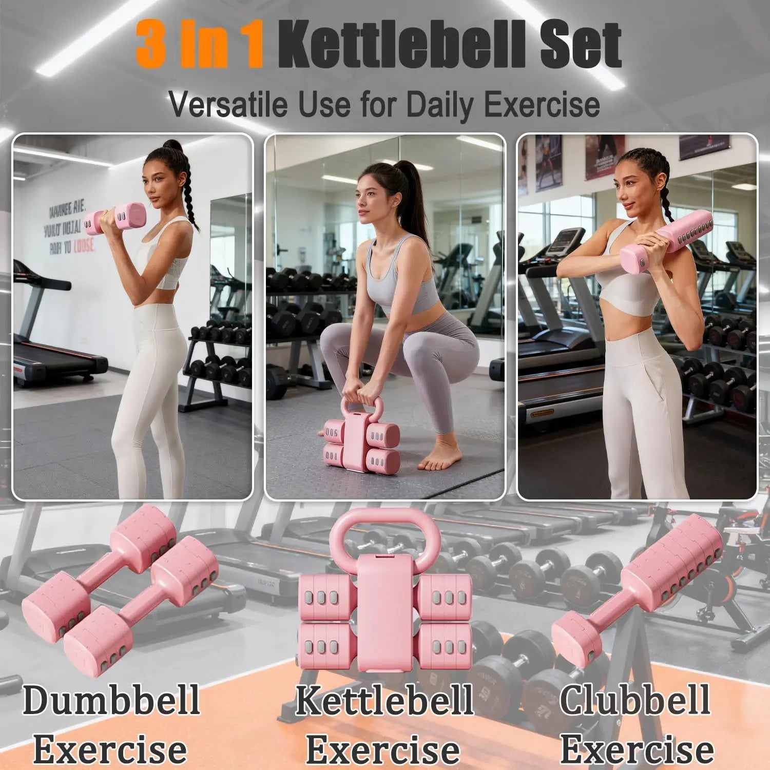 Adjustable Dumbbell Set of 2, 4 in 1 Free Weights Dumbbells Set for Women with Adjustment, Each 2Lb 3Lb 4Lb 5Lb Hand Weights Set for Gym Exercise