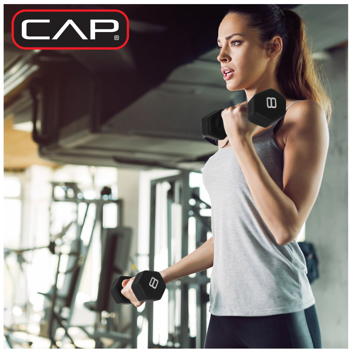 Barbell 32 Lb Neoprene Dumbbell Set with Rack, Black