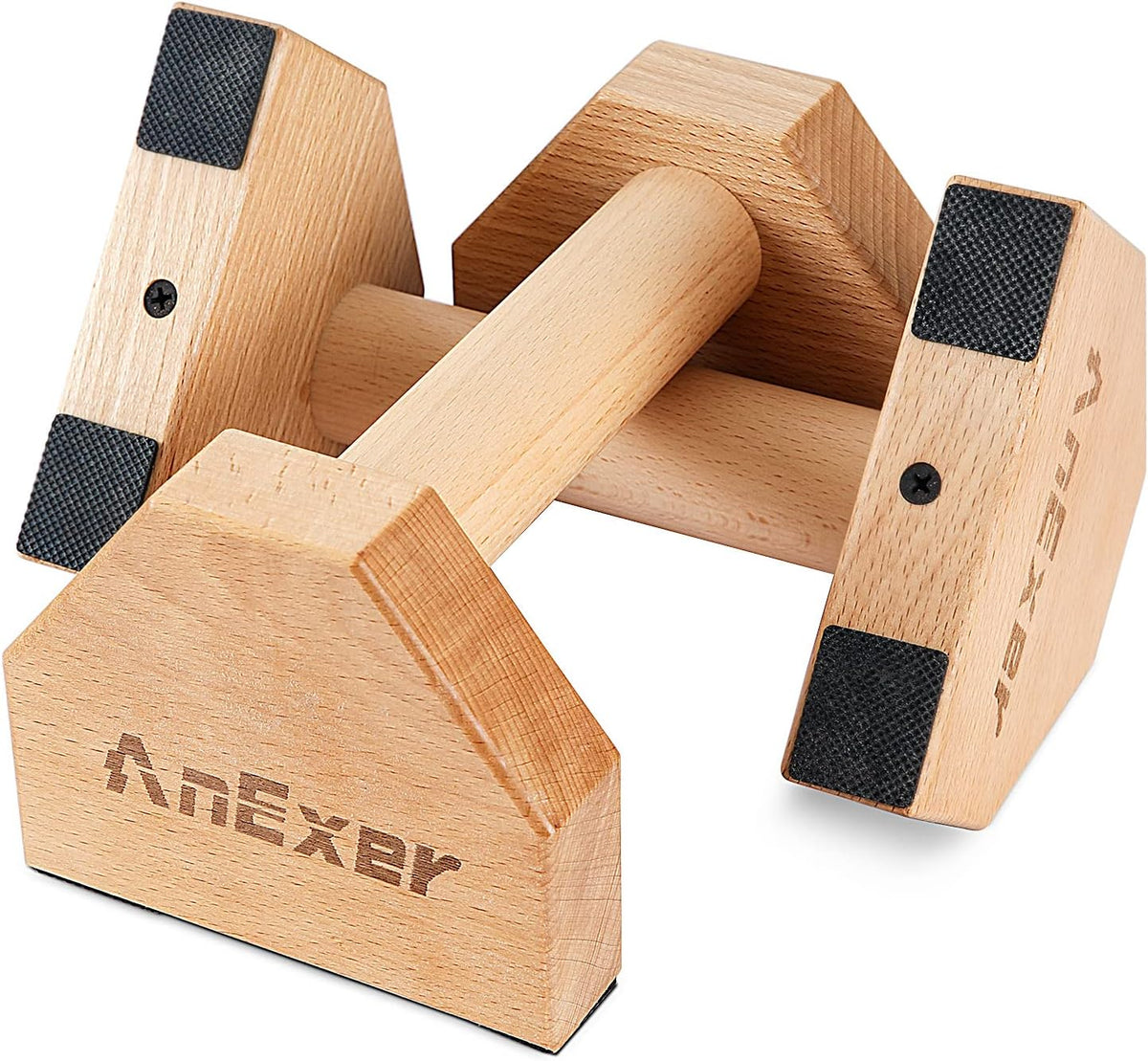 Wooden Parallettes Bars, 2 PCS Push up Bars with Non-Slip Base