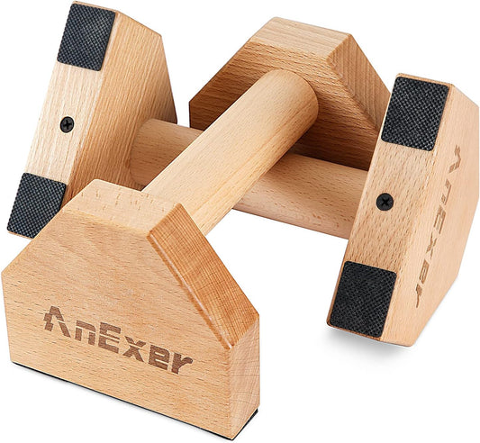 Wooden Parallettes Bars, 2 PCS Push up Bars with Non-Slip Base