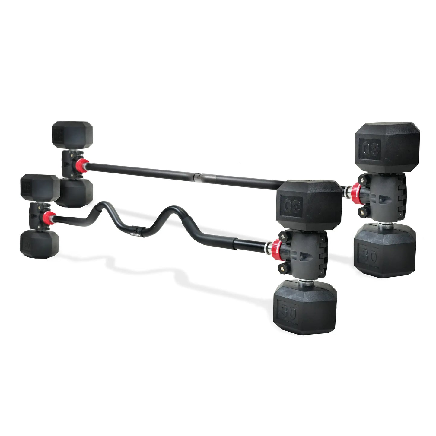 PRCTZ Modular Training Barbell and Curl Bar Combo, Adjustable Dumbbell to Barbell Weight Bar ,Curl Bar, and Macebell Converter, Built-In Resistance Tube Adapter, up to 200 Lb. Capacity