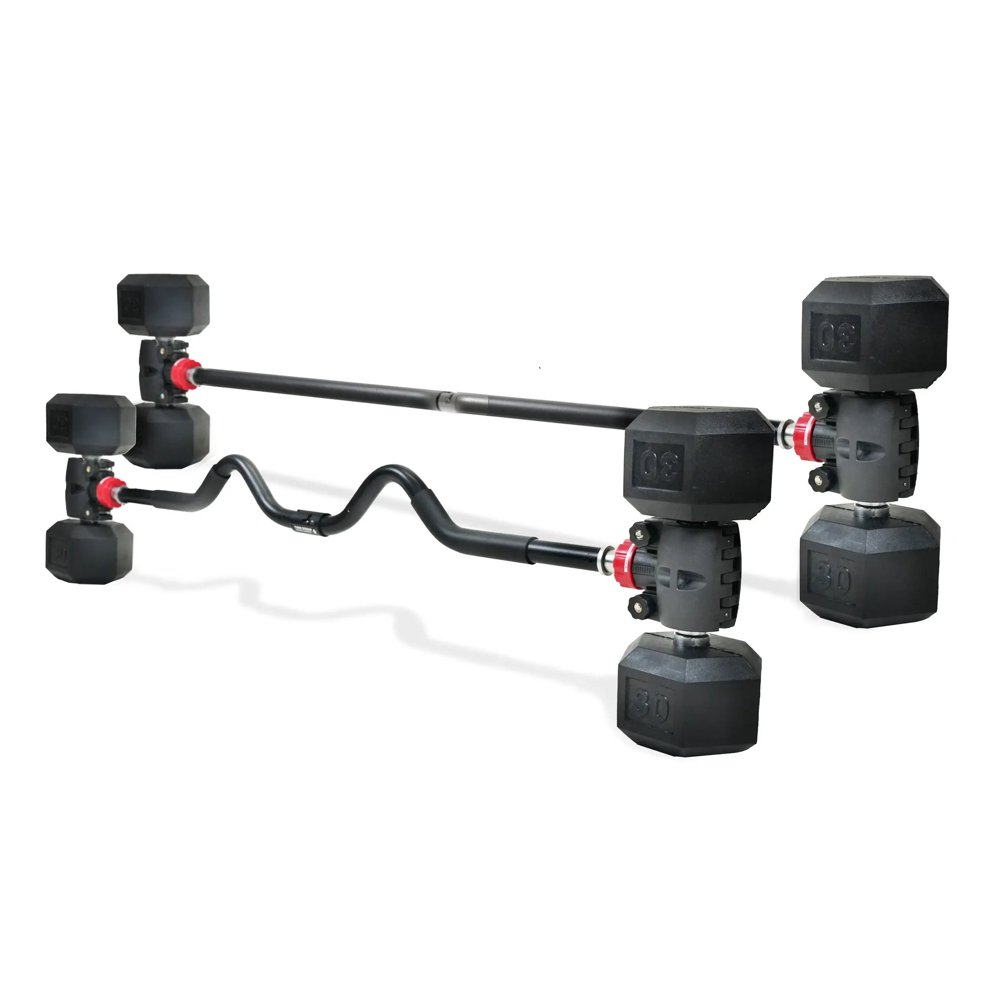 PRCTZ Modular Training Barbell and Curl Bar Combo, Adjustable Dumbbell to Barbell Weight Bar ,Curl Bar, and Macebell Converter, Built-In Resistance Tube Adapter, up to 200 Lb. Capacity