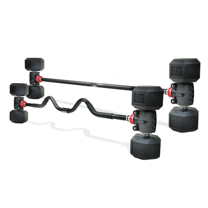 PRCTZ Modular Training Barbell and Curl Bar Combo, Adjustable Dumbbell to Barbell Weight Bar ,Curl Bar, and Macebell Converter, Built-In Resistance Tube Adapter, up to 200 Lb. Capacity
