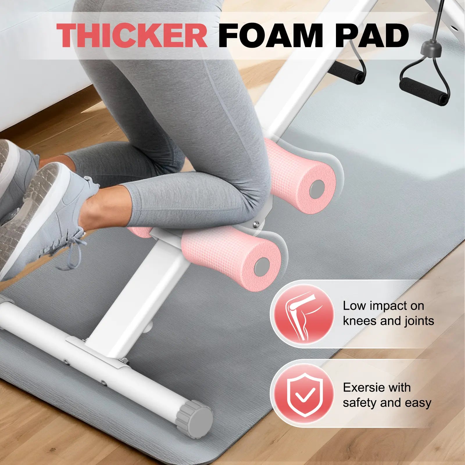 RELIFE REBUILD YOUR LIFE Abs Workout Machine, Pink Foldable Exercise Equipment, Alloy Steel Abdominal Cruncher with 2 Incline Levels for at Home Workouts, Home Gym, at Home Gym Equipment Tiktokshopbacktoschool