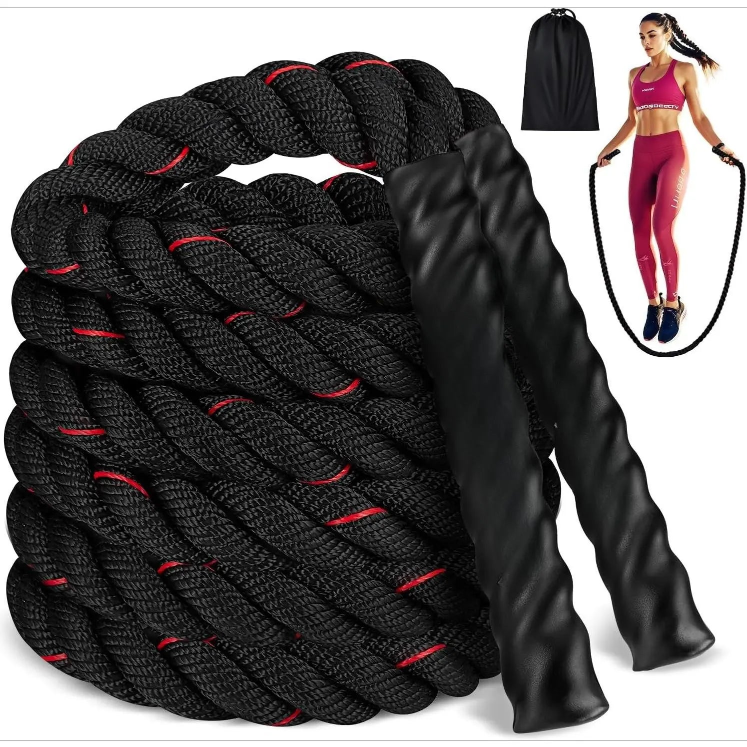Weighted Jump Rope for Women Heavy Jump Ropes for Fitness Home Gym Exercise Equipment Adult Skipping Rope Boxing Training Workout Equipment Anti-Slip Handles Durable Polymer Fiber Rope