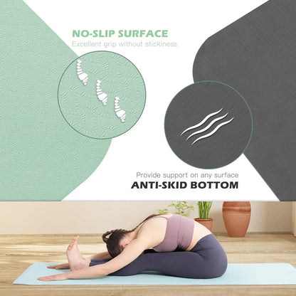 Yoga Mat Non Slip, Pilates Fitness Mats, , Anti- 1/4" Thick Yoga Mats for Women, Exercise Mats for Home Workout with Carrying Sling and Storage Bag
