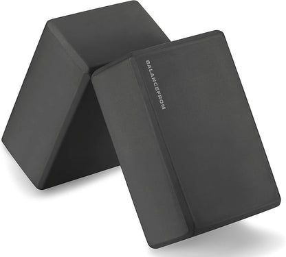 Set of 2 High Density Yoga Blocks, 9"X6"X4" Each