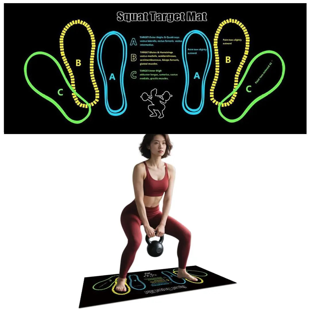 Exercise Mat Perfect for Squats, Leg and Ab Workouts, Squat Guide Mat, Squat Step Position, Squat Mat Knee Mat Lightweight and Portable for Men and Women Summervibes
