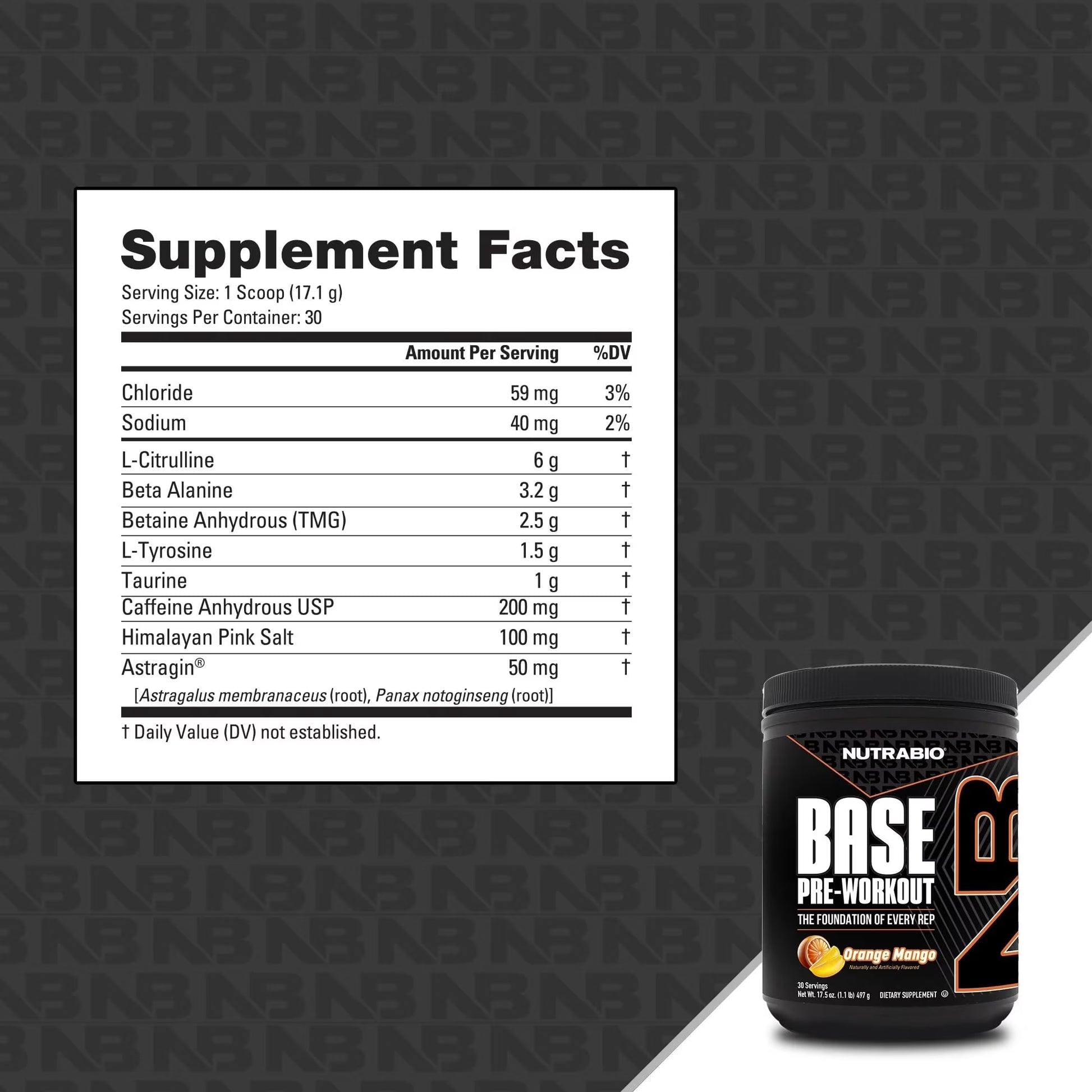 Base Pre-Workout Powder- 200Mg Caffeine- Endurance, Pump, Clean Pre-Workout -30 Servings - Orange Mango