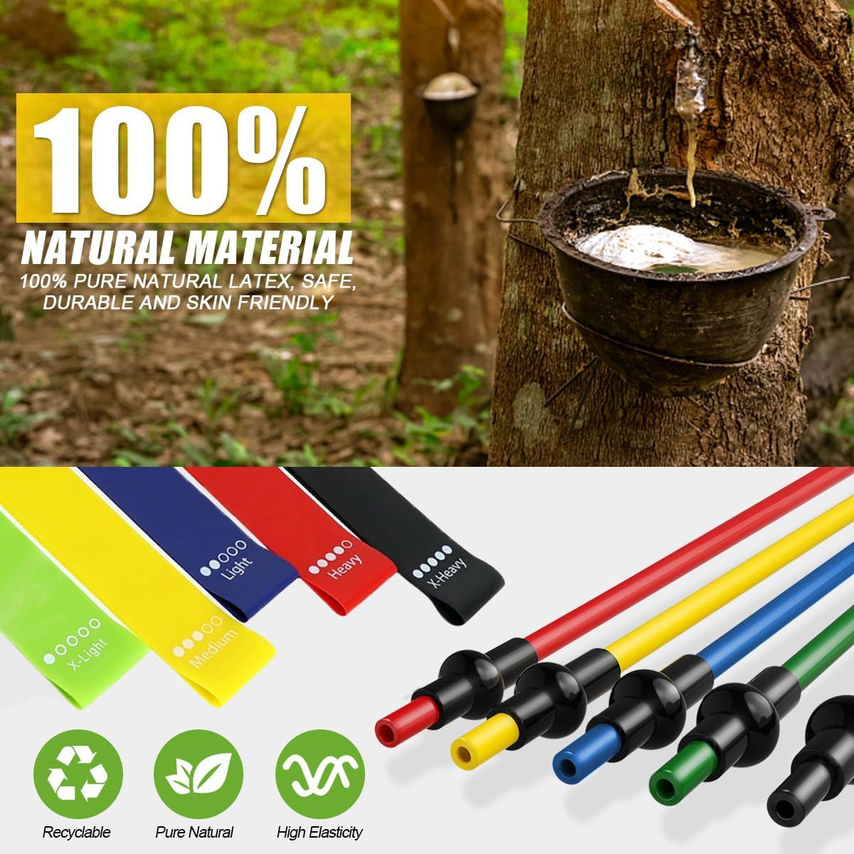 23 Pack Resistance Bands Set Workout Bands, 5 Stackable Exercise Bands