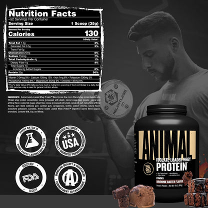 Whey Isolate Protein Powder, 25G High Protein | Brownie Batter 4LB | Great Tasting Blend for Pre & Post Workout | Digestive Enzymes & 5.6G Bcaas | Build Strength, Lean Muscle & Recover Faster