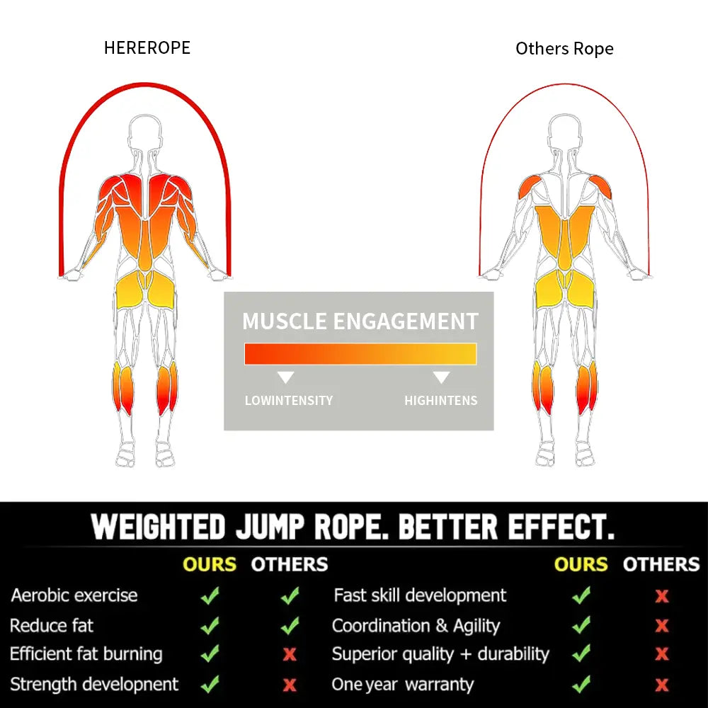 Hererope 3-In-1 Interchangeable Weighted Jump Rope Set for Fitness, Boxing & Cardio Training – Men & Women