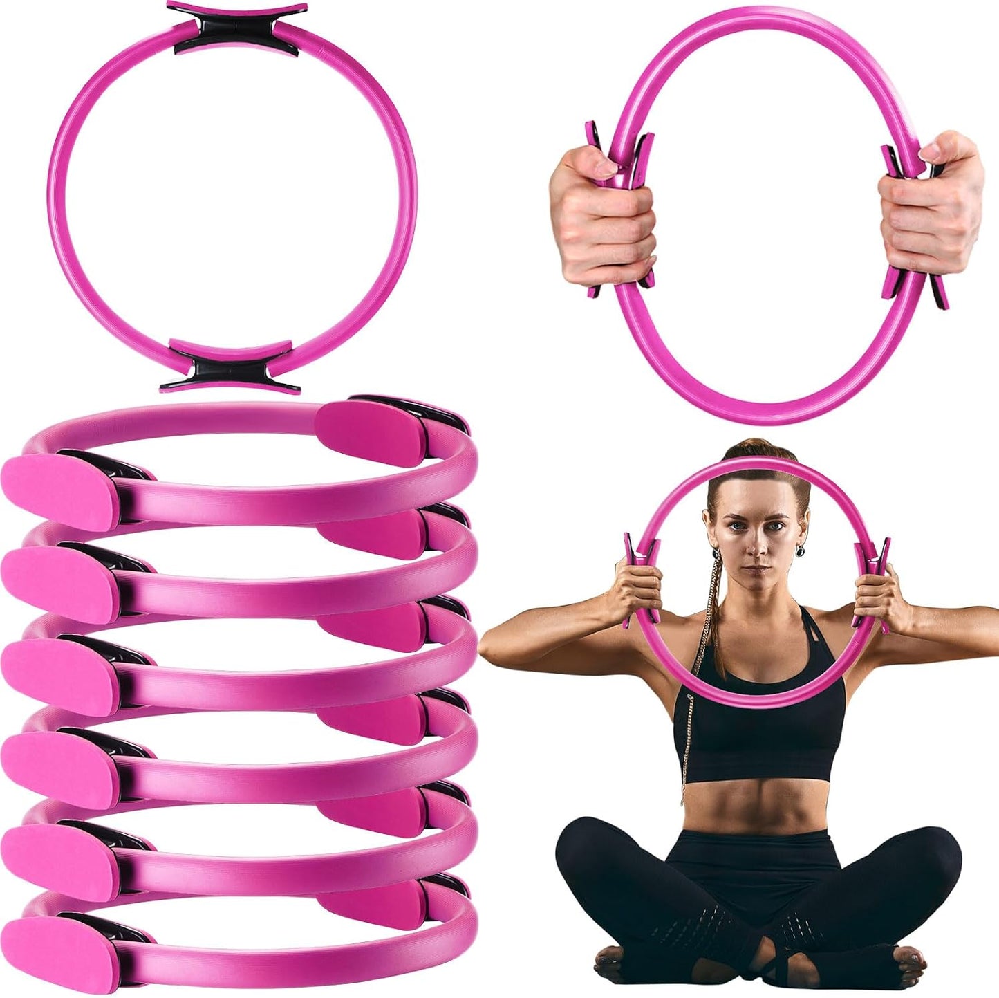 Pilates Ring 11. 81 Inch Pilates Circle Yoga Ring Magic Lightweight Flexible Workout Equipment for Fitness Physical Therapy Resistance Exercise Arms Legs