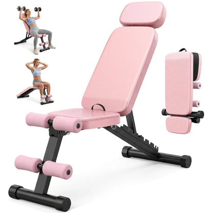 Foldable Weight Bench, 800Lbs Weight Capacity, Banco Para Hacer Ejercicio Adjustable Workout Bench Incline Decline Bench Press for Home Gym Full Body Workout