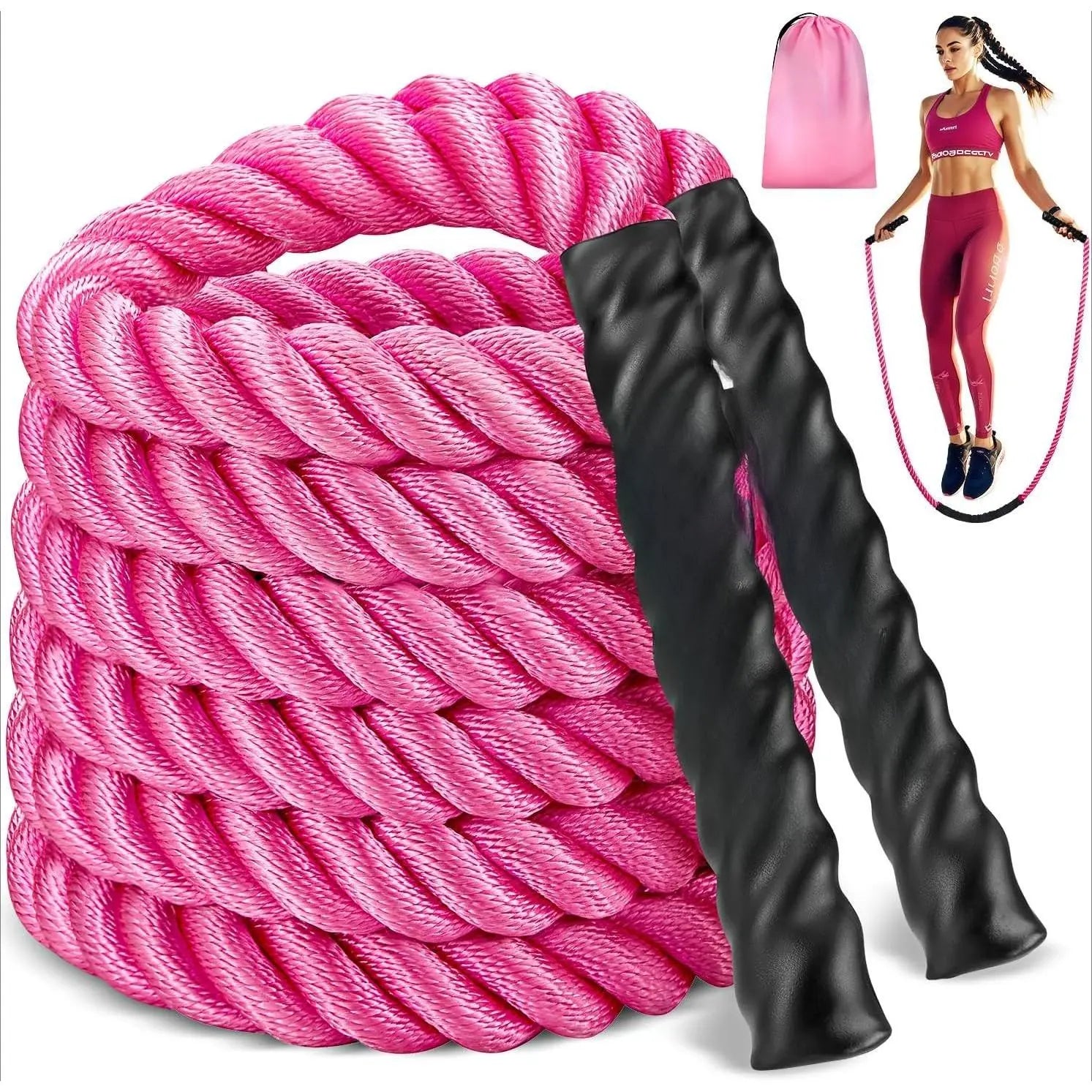 Weighted Jump Rope for Women Heavy Jump Ropes for Fitness Home Gym Exercise Equipment Adult Skipping Rope Boxing Training Workout Equipment Anti-Slip Handles Durable Polymer Fiber Rope