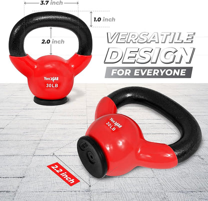 Yes4All Kettlebells Rubber Base, Kettlebell Set for Women, Strength Training Kettlebells Weights (10-65 Lbs)
