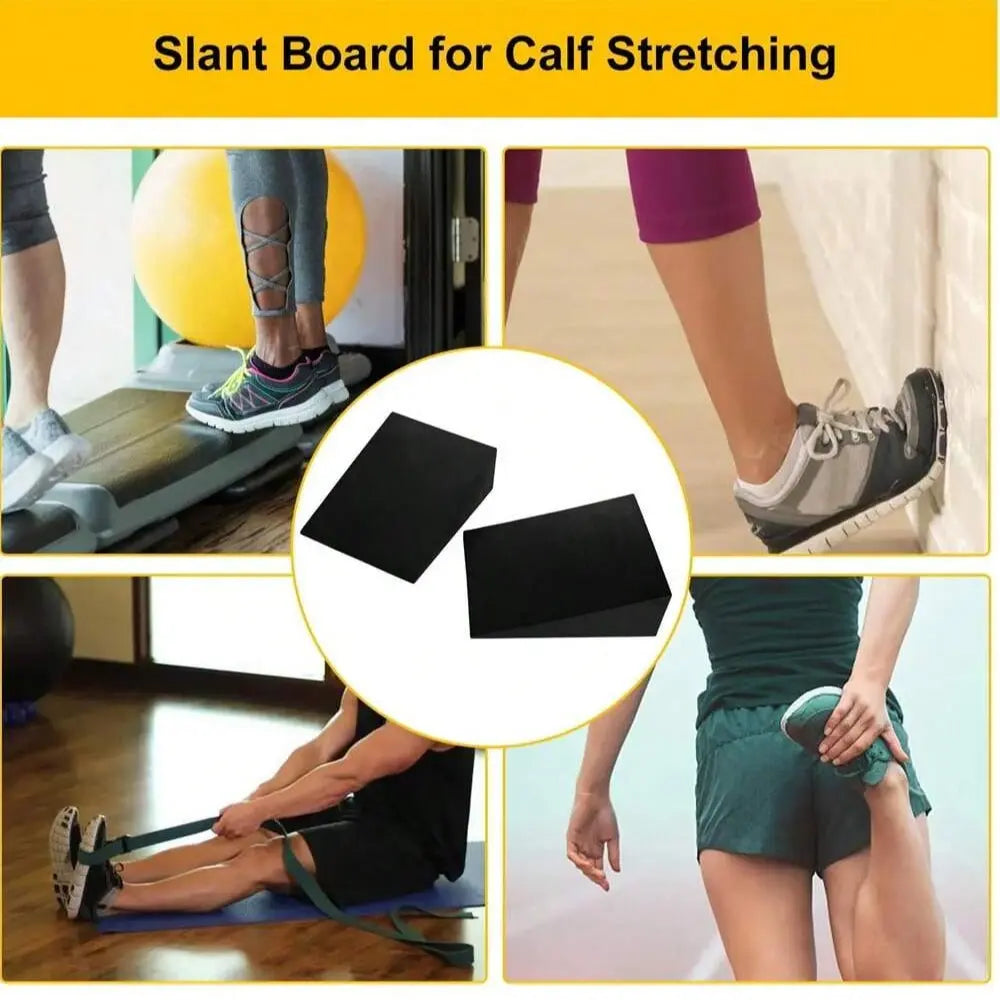 2 Adjustable Squat Wedge Boards and Calf Stretch Incline Boards, Triangular Yoga Blocks for Stability Training and Leg Strength, Ideal for Weightlifting and Yoga, Home Pilates Equipment