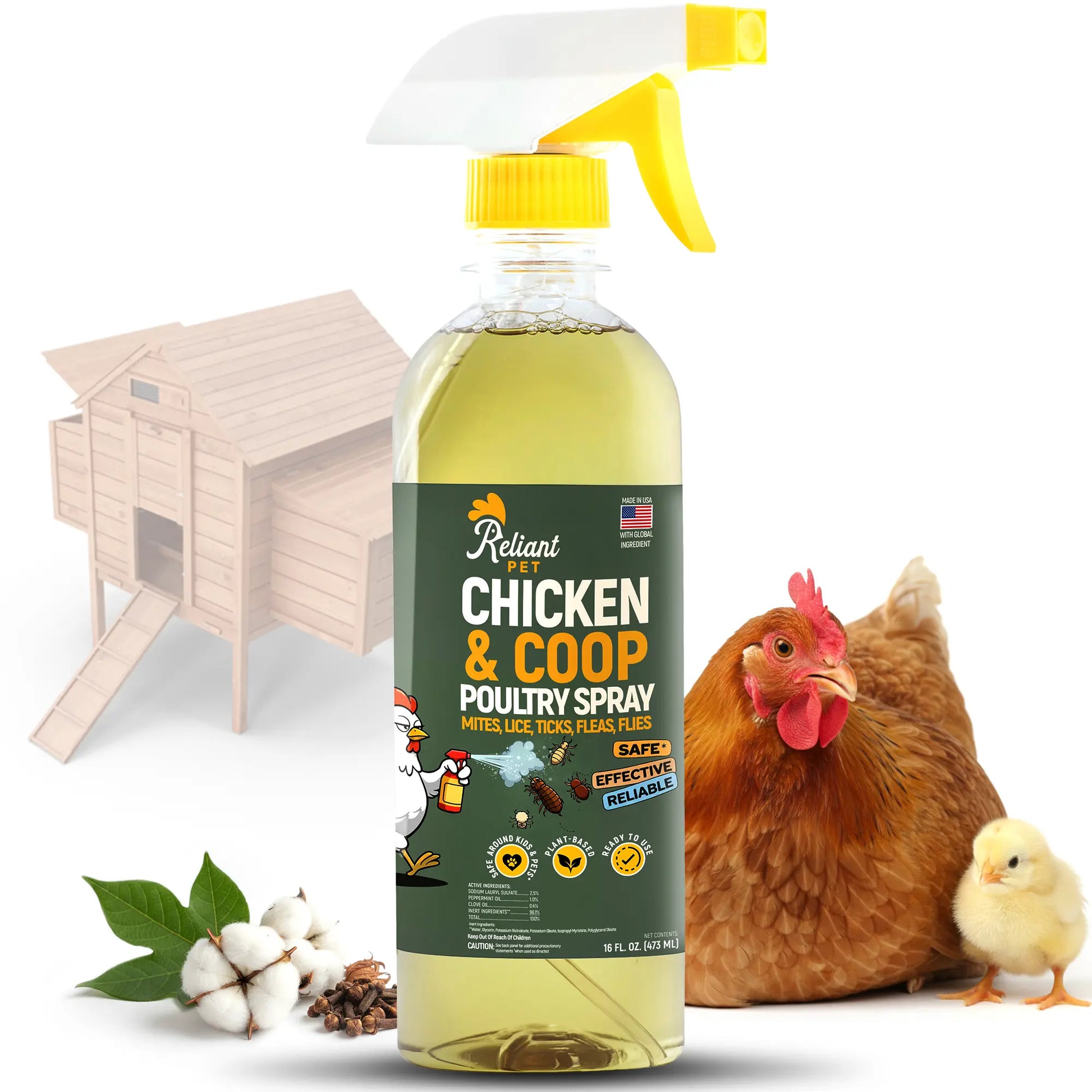 Reliant Pet Chicken & Coop Poultry Spray for Mites,Lice,Ticks,Fleas and Flies - Safe for Use on Chickens and No Egg Removal Needed - Sale - Mother'S Day Sale - Father'S Day Sale