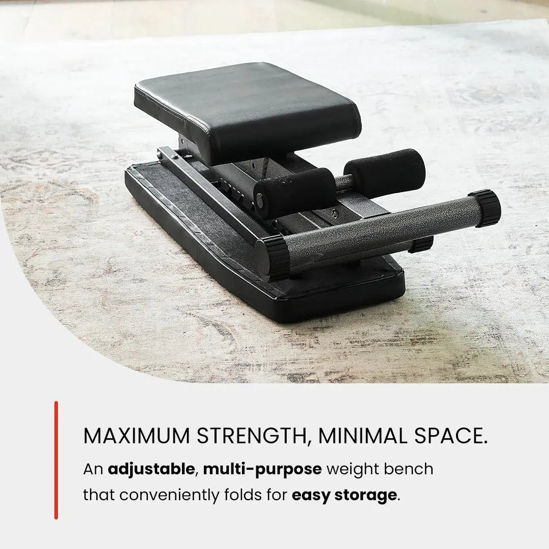 Finer Form 5-In-1 Adjustable Weight Bench - Foldable High-Grade Steel Exercise Equipment for Home Gyms, Supports 800 Lbs for Resistance Training & Full-Body Lifts, Multifunctional Workout Station, Strength Training, Steel Frame, Multi-Angle Seat, Compact,