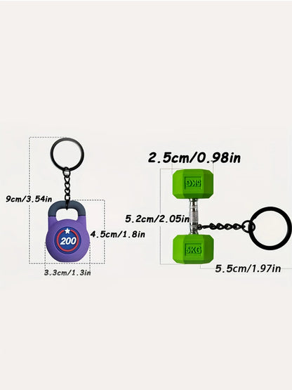 Dumbbell and Barbell Keychain Set, Gym Keychain, Creative Fitness Accessories, DIY Keychains & Bag Charms, Keychain Wristlet Strap, Keychain Accessory, Perfect Gift for Holi