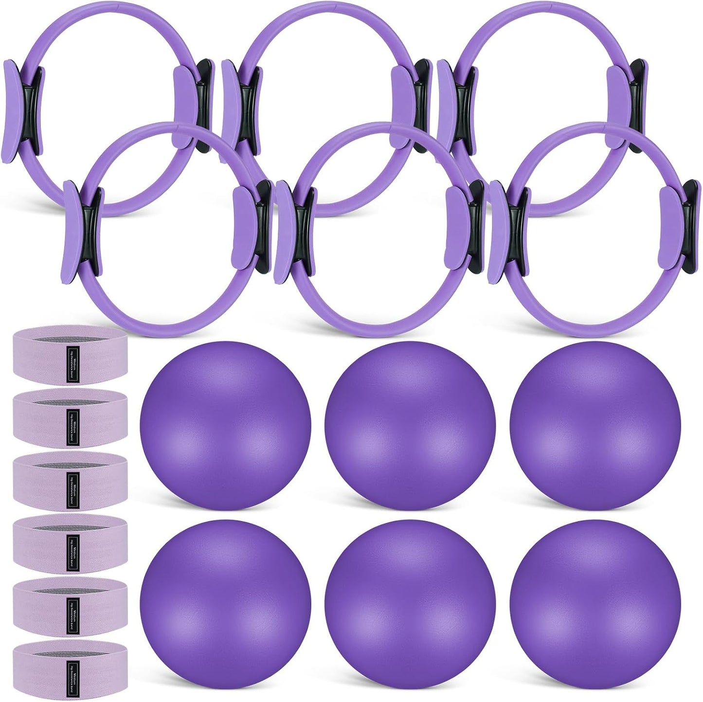 18 Pcs Pilates Ring and Ball Set with Resistance Bands Home Workout Pilates Equipment 11.8 Inch Magic Circle with Padded Handles, Mini Ball for Strength, Toning and Flexibility