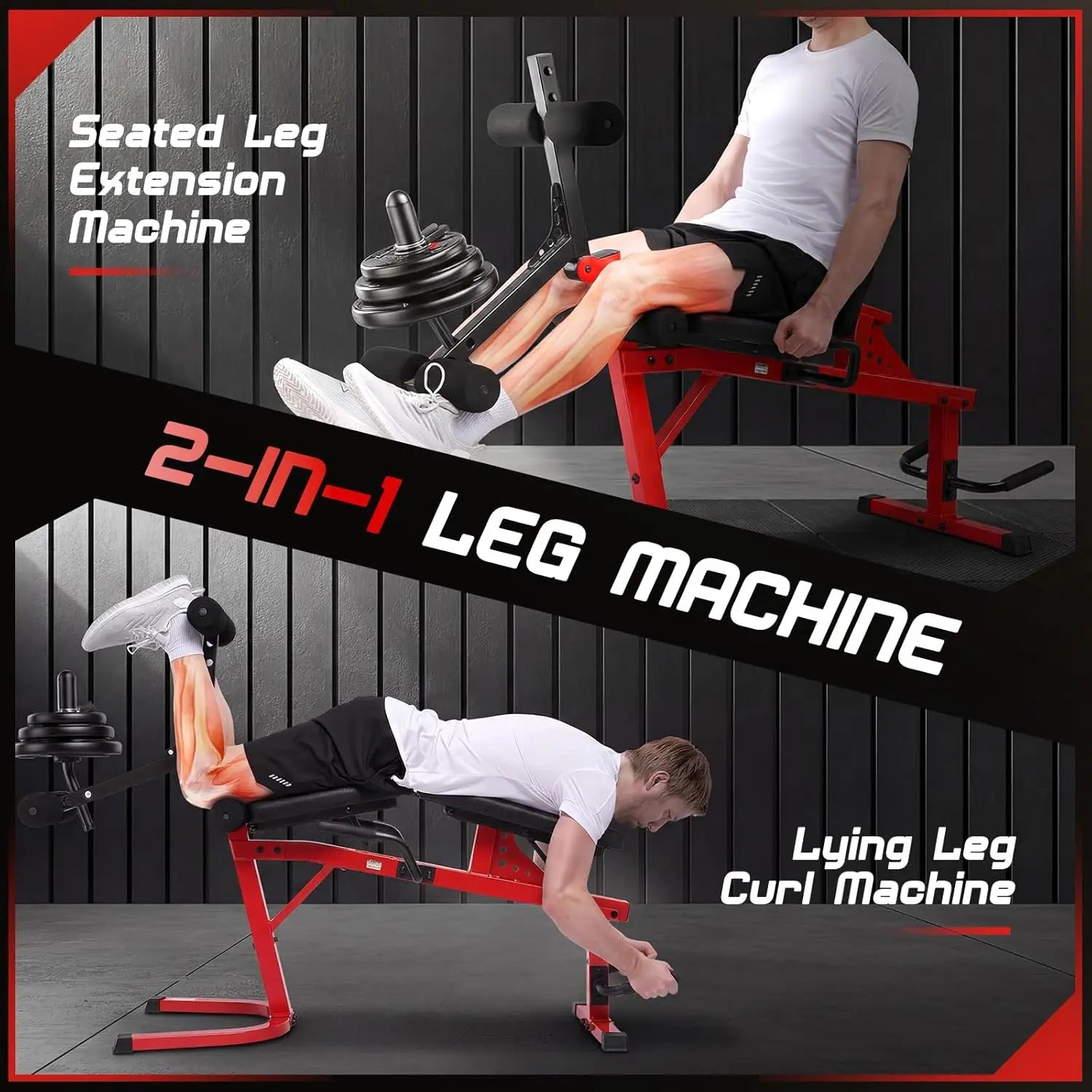ANCHEER Plate-Loaded Leg Extension & Curl Machine - Adjustable 880LB Capacity Lower Body Strength Trainer, Leg Extension Machine, at Home Gym Equipment for Quads, Hamstrings, Glutes, Summerwins, Workout Equipment, Leg Curl Machine