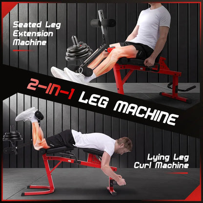 ANCHEER Plate-Loaded Leg Extension & Curl Machine - Adjustable 880LB Capacity Lower Body Strength Trainer, Leg Extension Machine, at Home Gym Equipment for Quads, Hamstrings, Glutes, Summerwins, Workout Equipment, Leg Curl Machine