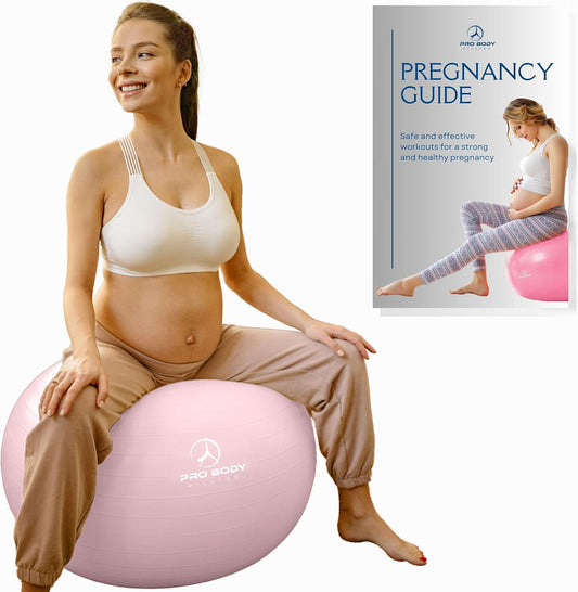 Pregnancy Ball with Guide - Birthing Ball | 1.7Mm Anti-Burst PVC, CA 10P Certified, 55/65/75 Cm, Guide, Doula & Midwife Use, Pump, Pregnancy Essentials