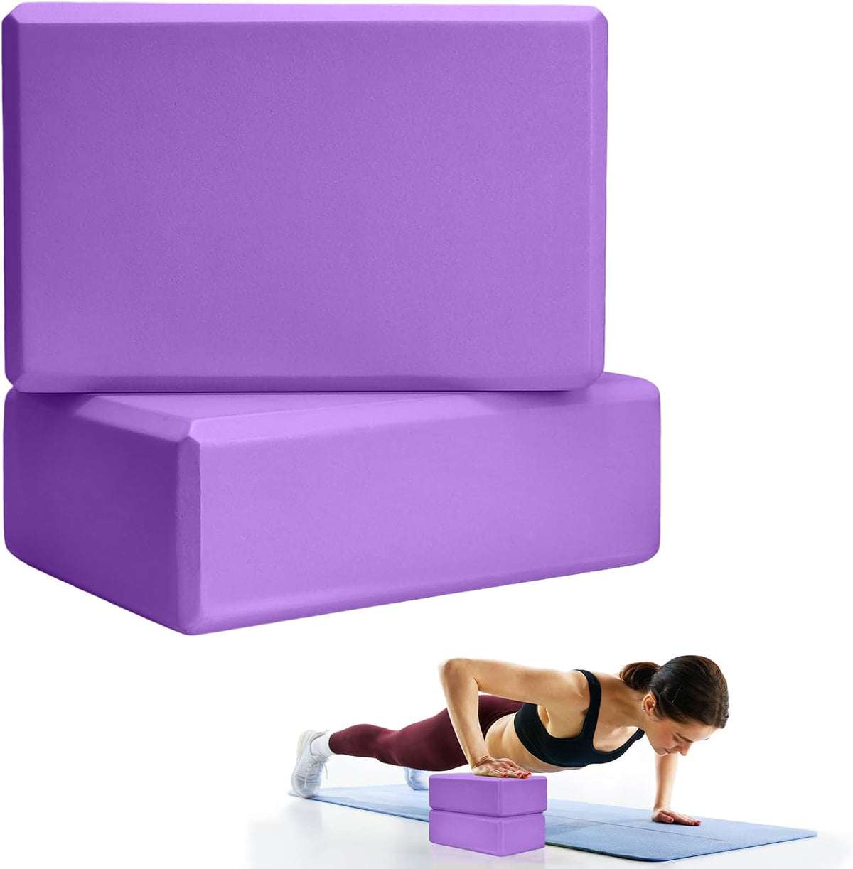 2 Pcs Yoga Blocks, 9X6X3 Inch Foam Blocks for Pilates