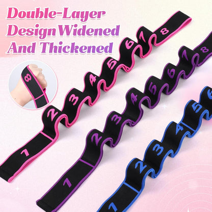 3PCS Fitness Resistance Band for Stretching and Yoga, 8-Section Numbered Elastic Resistance Band | Fitness Band with Clear Markings for Yoga, Stretching, Pilates