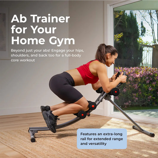 SUNNY Curved Rail Ab Core Glider Machine Extended Range Heavy Duty Whole Body Home Gym Abs Trainer Adjustable Incline Ab Crunch Workout Machine Core Strength Belly Fat Exercise Equipment Smooth Glide Abdominal Trainer Fitness Cardio Comfortable Padding