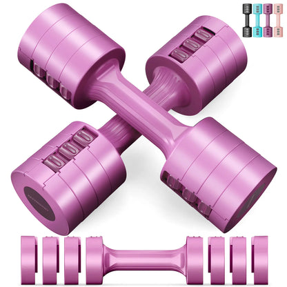 EAST MOUNT Adjustable Dumbbells Set of 2 (5 Lbs Total), 6-In-1 Women'S Non-Slip Handle Body Weights with 1-Second Lock for Home-Gym & Office Use, Fast Adjust Free Weights That Maintains a Firm Grip & Improves Physical Fitness, One-Second Lock
