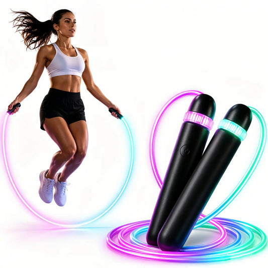 LED Illuminated Jump Rope-Unisex Adjustable Illuminated Jump Rope, Colorful Glow-In-The-Dark Jump Rope, Suitable for Children and Adults.