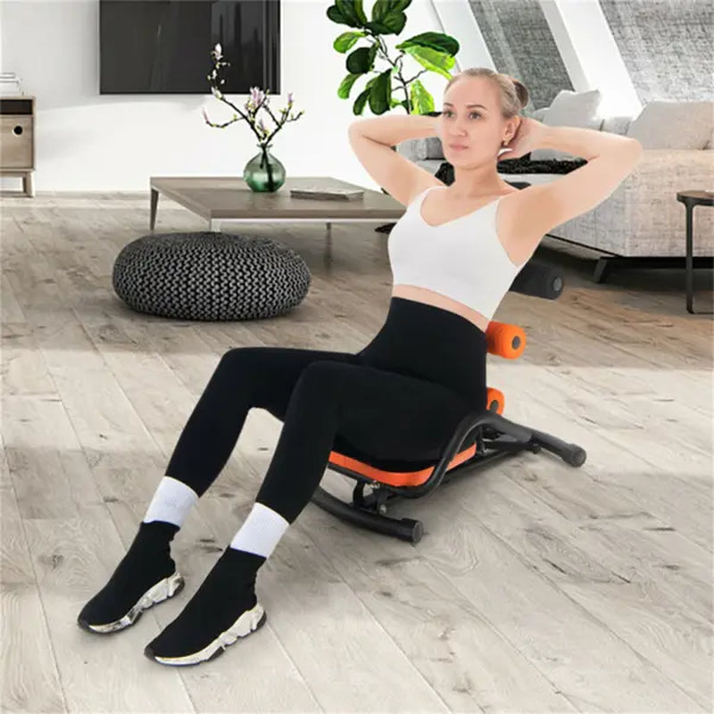 Rockraf Adjustable Ab Twister Trainer - Heavy-Duty Steel Frame, Comfort Foam Cushion, 3 Height Levels for Core Strength & Muscle Training, Ideal for Home & Gym Use, Orange