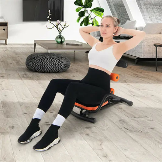 Rockraf Adjustable Ab Twister Trainer - Heavy-Duty Steel Frame, Comfort Foam Cushion, 3 Height Levels for Core Strength & Muscle Training, Ideal for Home & Gym Use, Orange