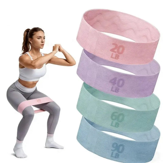 4 Piece Textile Resistance Bands, Leg and Hip Training, Yoga Pilates Rehabilitation Fitness Elastic Bands, Workout Equipment, Fitness Accessories, Exercise Bands