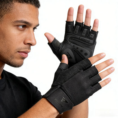 Breathable Half Finger Gym Gloves, Random Print Lightweight Non-Slip Workout Gloves with Wrist Support, Durable Unisex Training Gloves for Weightlifting, Cycling & Daily Fitness, Fitness Accessories