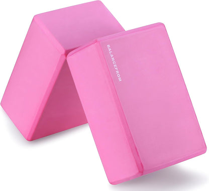 Set of 2 High Density Yoga Blocks, 9"X6"X4" Each