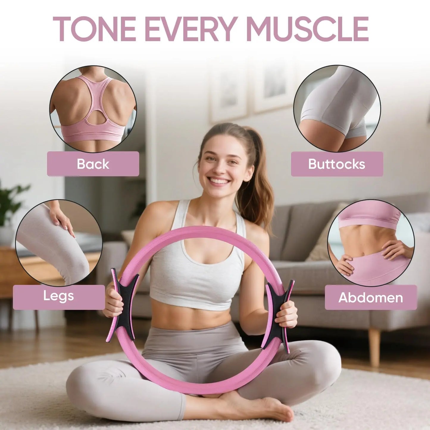 Women'S Home Pilates Set - 12 Piece Pilates Equipment for Home Workouts Set with Ring and Ball, 5 Resistance Bands, Beginner Home Exercise Muscle Training Equipment, Pilates Workout Equipment