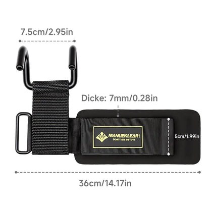 Manueklear Weight Lifting Hooks with Padded Wrist Wraps, Heavy-Duty Double Metal Hooks, Adjustable Straps for Pull-Ups, Deadlifts & Training, Fitness Exercise Workout Accessories