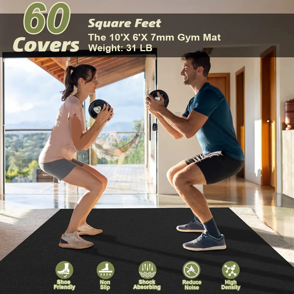 Large Anti-Slip Floor Protection Mat,Fitness Equipment Fitness Sports Mat, Floor Mat, Fitness Mat Non-Slip Highly Durable Underlay Mat Protective Mat for Treadmills