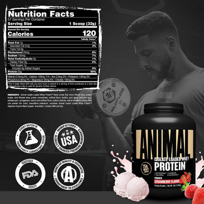 Whey Isolate Protein Powder, 25G High Protein | Strawberry 4LB | Great Tasting Blend for Pre & Post Workout | Digestive Enzymes & 5.6G Bcaas | Build Strength, Lean Muscle & Recover Faster