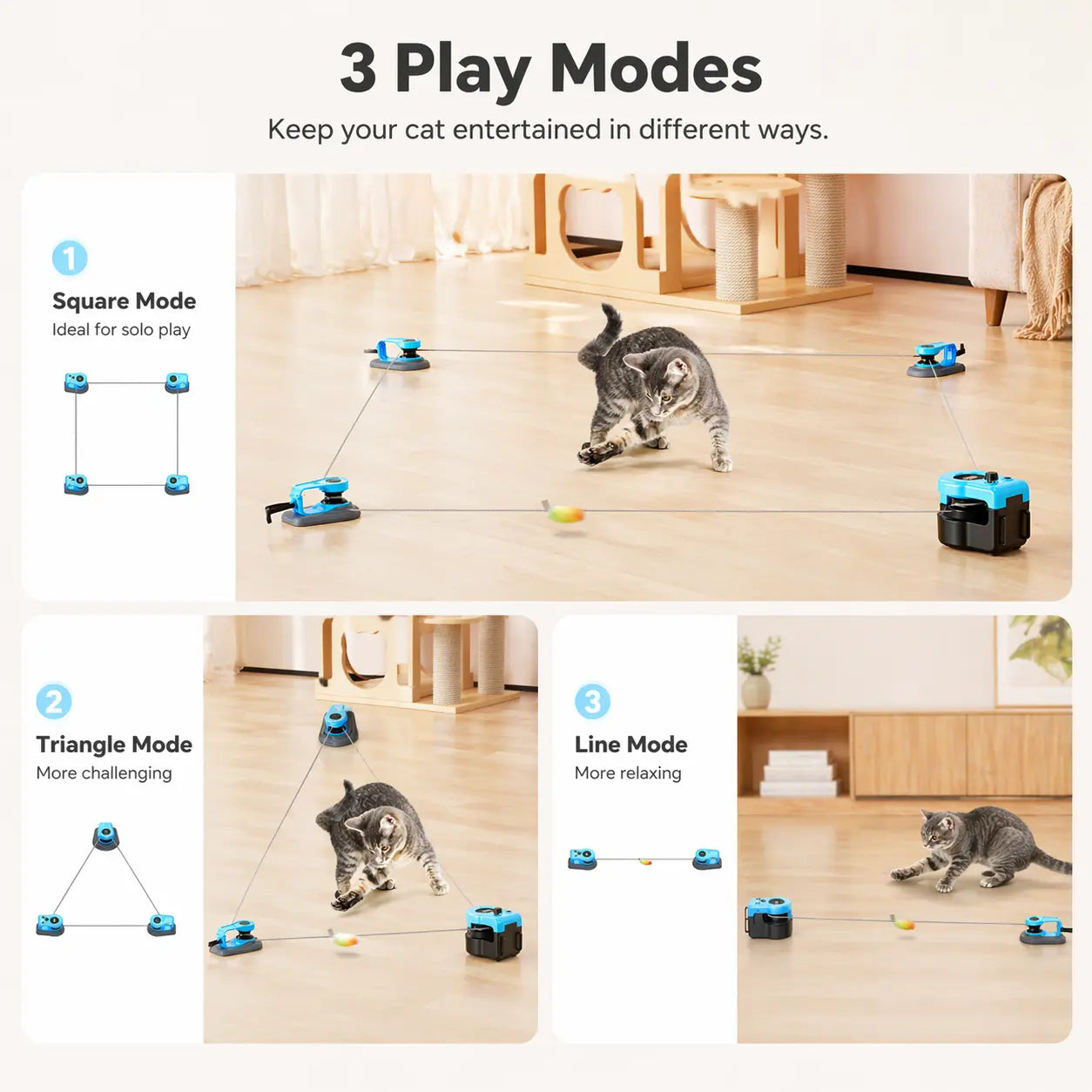 Asfrost Automatic Hands-Free Cat Teaser Toy - Interactive Indoor Cat Accessory with Remote, Auto Function, Feather Clip, DIY String, Moving Mouse Lure, USB-C Rechargeable for Bored Kittens Bore