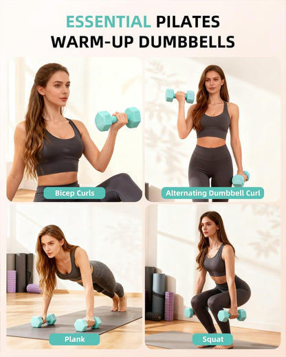 Pilates Ring Set - Studio-Grade Anti-Deformation Pilates Kit - Pilates Equipment for Home Workout - 14'' Pilates Ring, Pilates Ball, 2 Dumbbells, 5 Resistance Bands for Toning Arms, Thighs